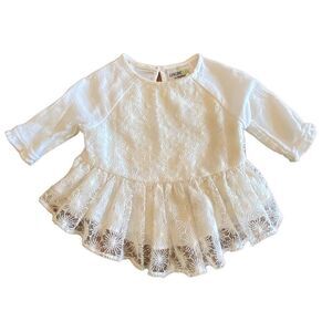 Genuine Kids Oshkosh Boho Lace Off White Cream Top Infant Size18 M